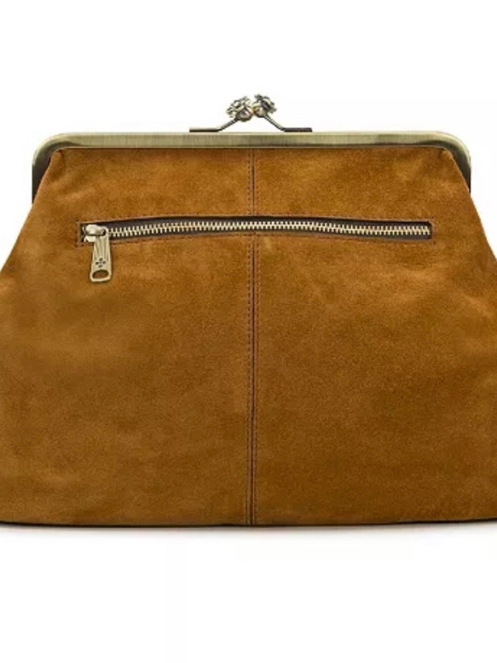 Patricia Nash Cognac Suede Frame Satchel with Brown Leather Strap - Picture 4 of 10